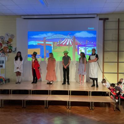 Children rehearsing for their play